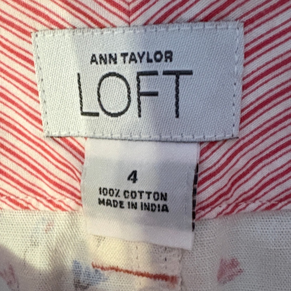 LOFT Cream Mini Skirt with Pink & Blue Floral Print - Picture 2 of 5